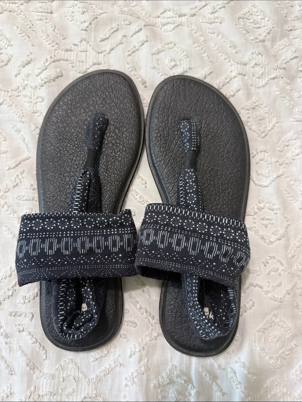 Sanuk Yoga Sling 2 Shibori Stripes Black Boho Pattern Women’s Size 11